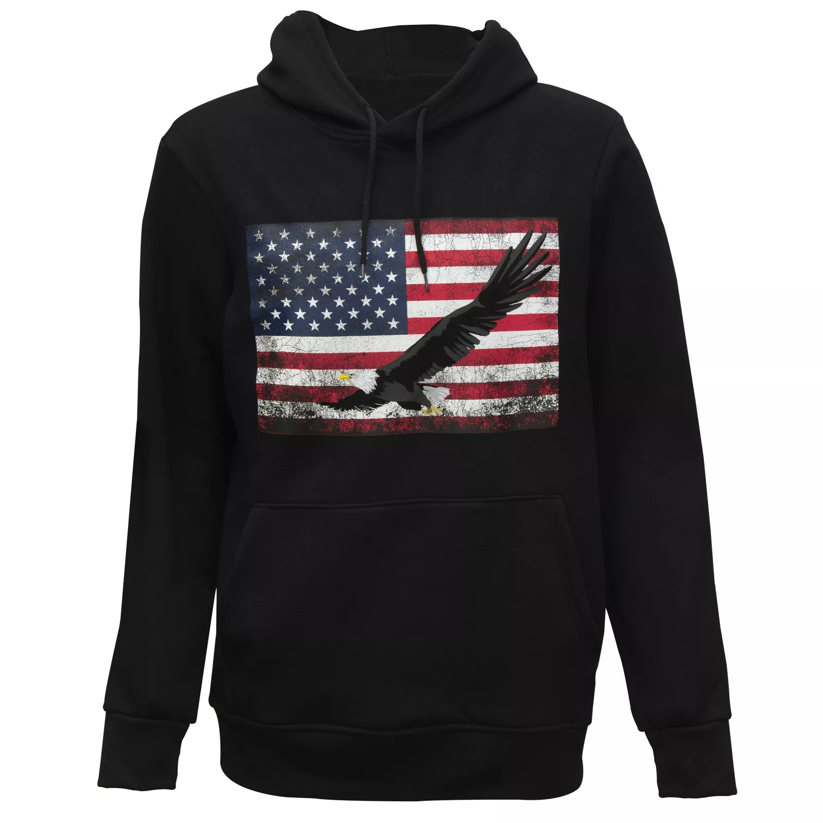 Woodland Creek Men's American Eagle Hooded Black Sweatshirt, Large
