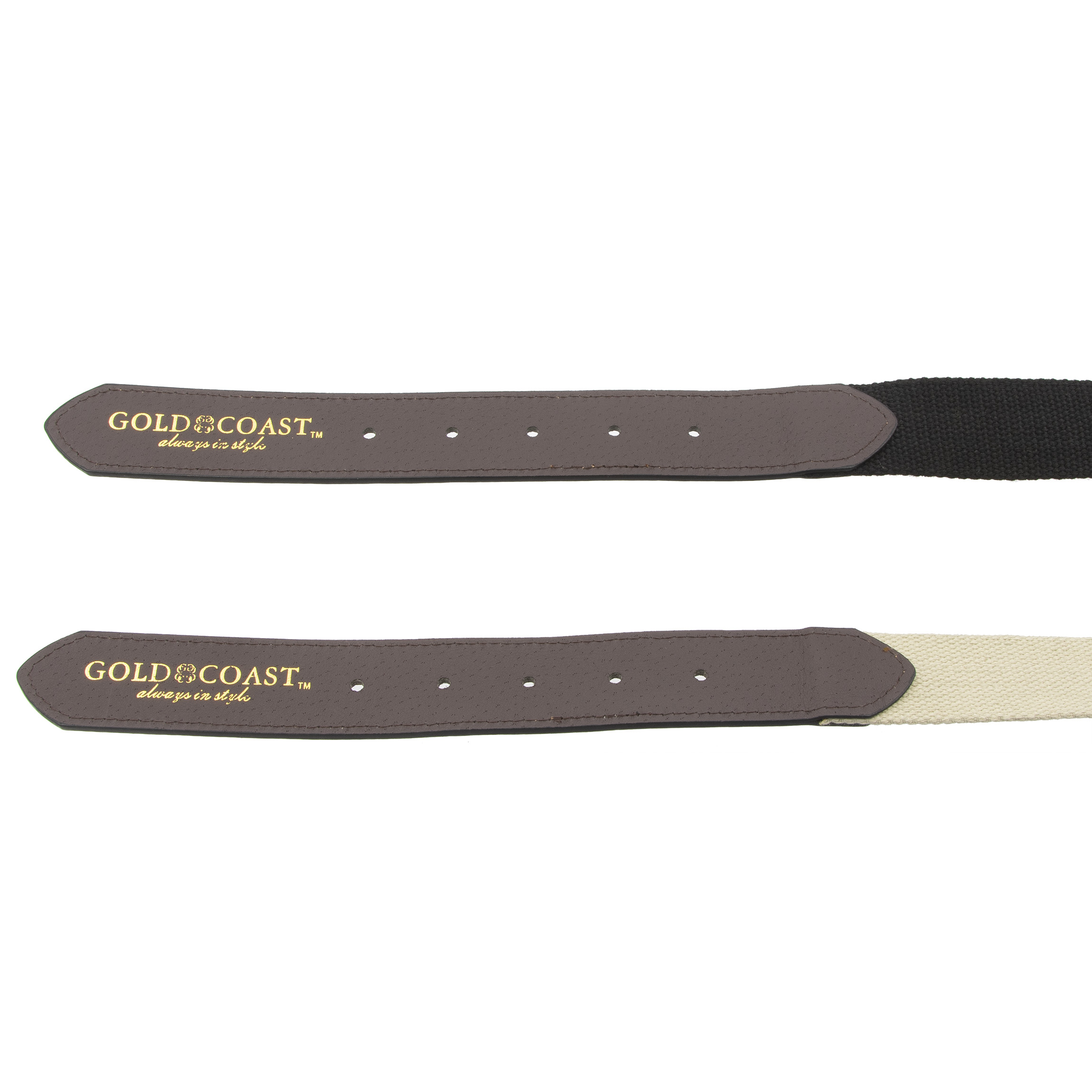 Juego de 2 cinturones detallados de tela y cuero sintético Gold Coast para hombre, talla 38 - Imagen 7 de 7