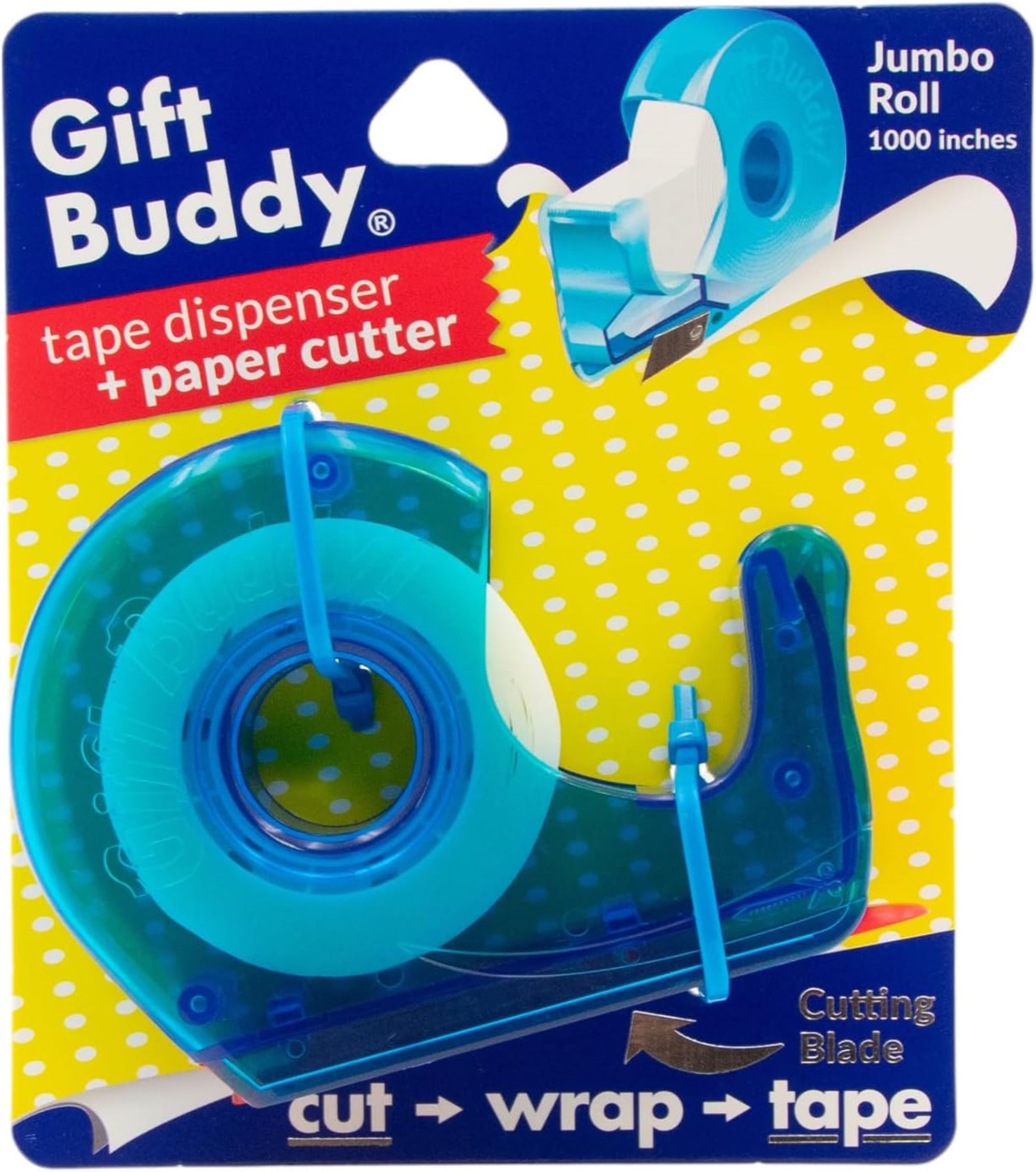 Gift Buddy Multipurpose Tape Dispenser with Built-In Cutting Blade, Set of 3