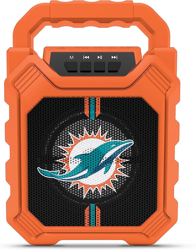 NFL Miami Dolphins Wireless Bluetooth Speaker with LED Lights, Orange