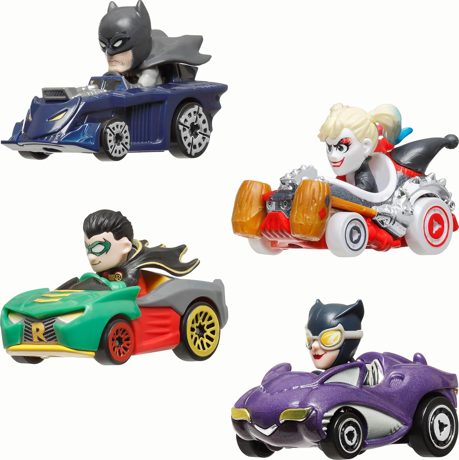 Hot Wheels RacerVerse DC Batman, Harley Quinn, Robin & Catwoman Die Cast Car - Picture 1 of 6