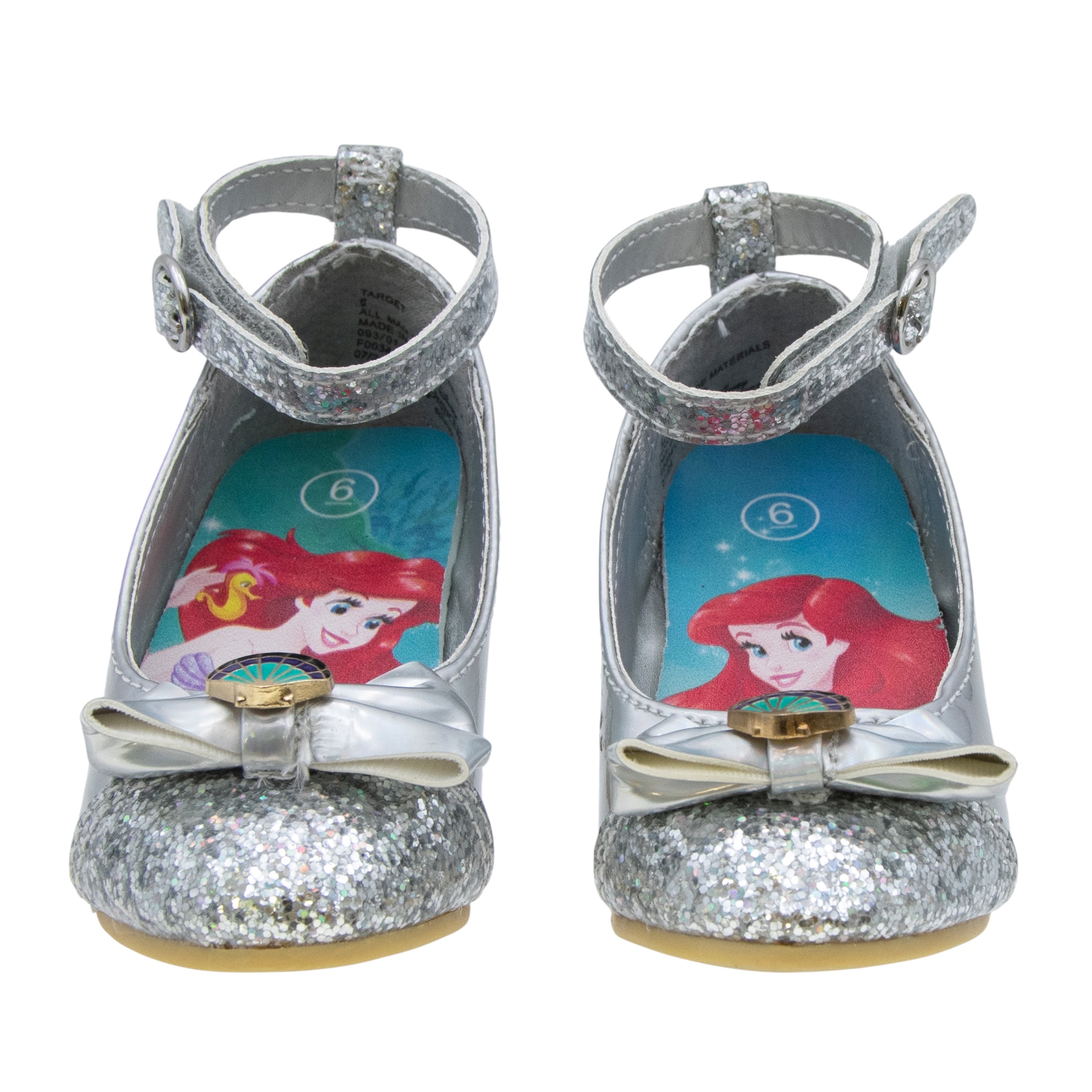 disney princess dress up shoes 6 pack Girls Disney Princess Dress Up Shoes Size 6 Silver Heels Ariel Belle