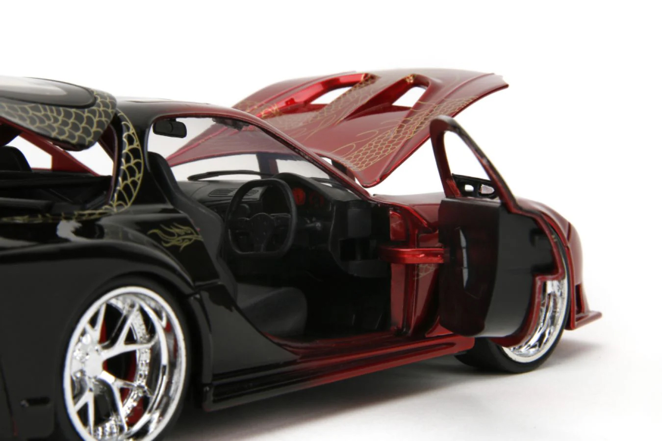 Jada 1:24 Pink Slips 1995 Mazda RX-7 Widebody Black/Red Dragon | eBay